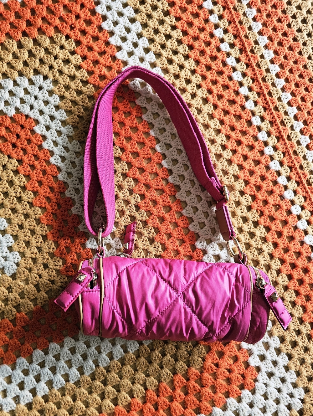 Juicy Couture Hot Pink Azalea Hollywood Hideaway Puffer Barrel Crossbody Bag